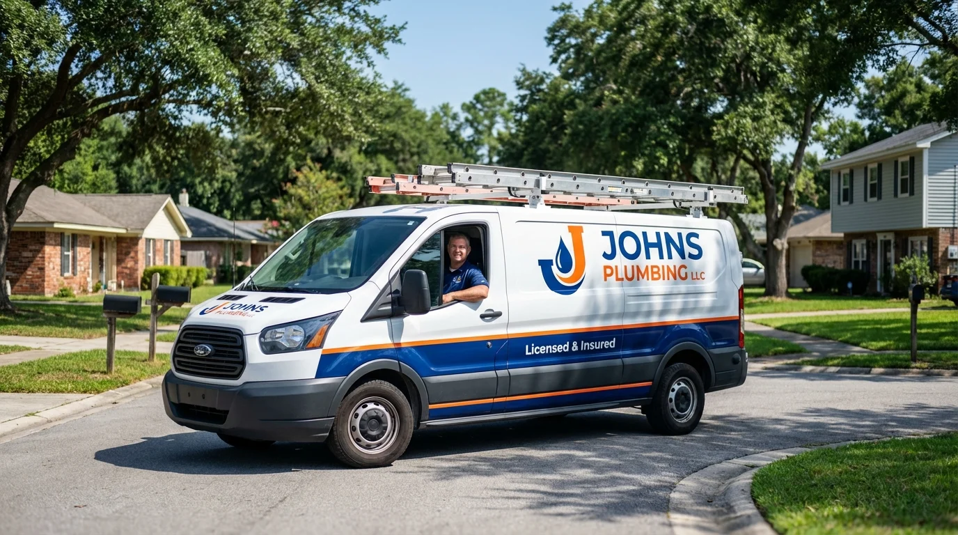 Johns Plumbing LLC service van in Wakarusa, IN