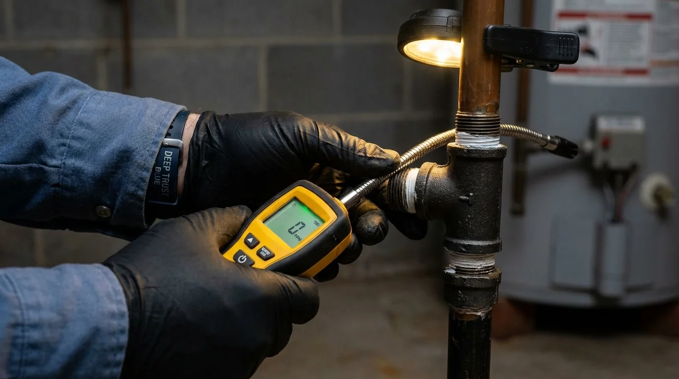 Gas leak detection with electronic sniffer by Johns Plumbing LLC in Wakarusa