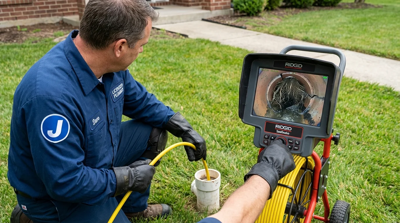 Sewer camera inspection being performed by Johns Plumbing LLC in Wakarusa